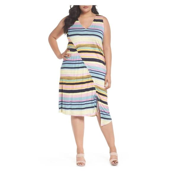 RACHEL Rachel Roy Dresses & Skirts - Rachel Rachel Roy April Navy Combo Striped Hem Tie Dress Sz.1X NWT
